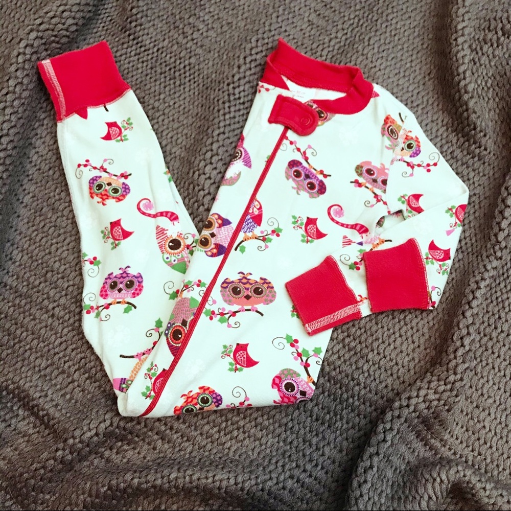 Hanna Andersson Christmas Santa Owl Pajamas Blue